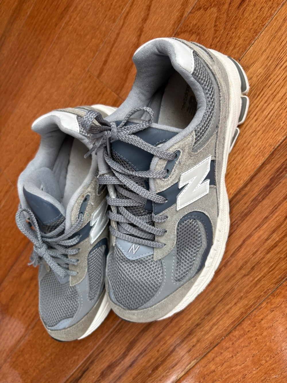 New Balance Gray Mesh & Suede Athletic Sneakers